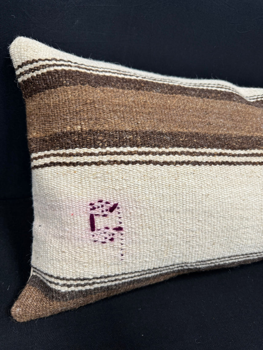 Turkish Hemp Pillow Cushion Natural Beige Brown Cushion Cover 14x40 #30492