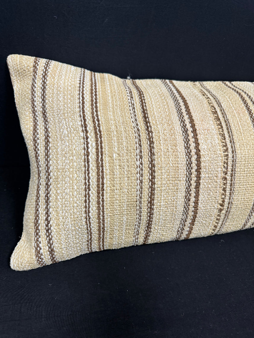 Turkish Hemp Pillow Cushion Natural Beige Brown Cushion Cover 14x40 #30462