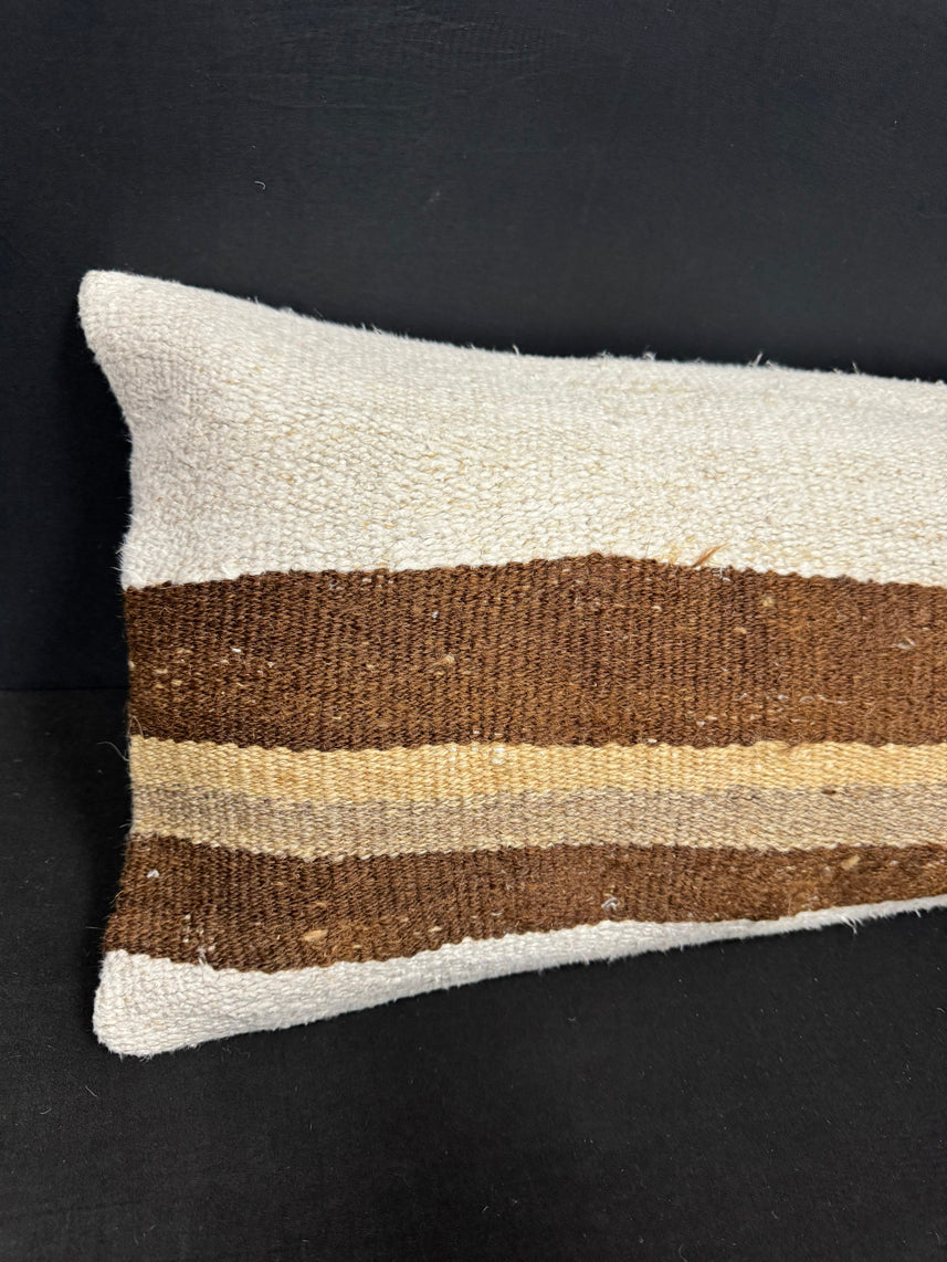 Turkish Hemp Pillow Cushion Natural Beige Brown Cushion Cover 14x40 #30466