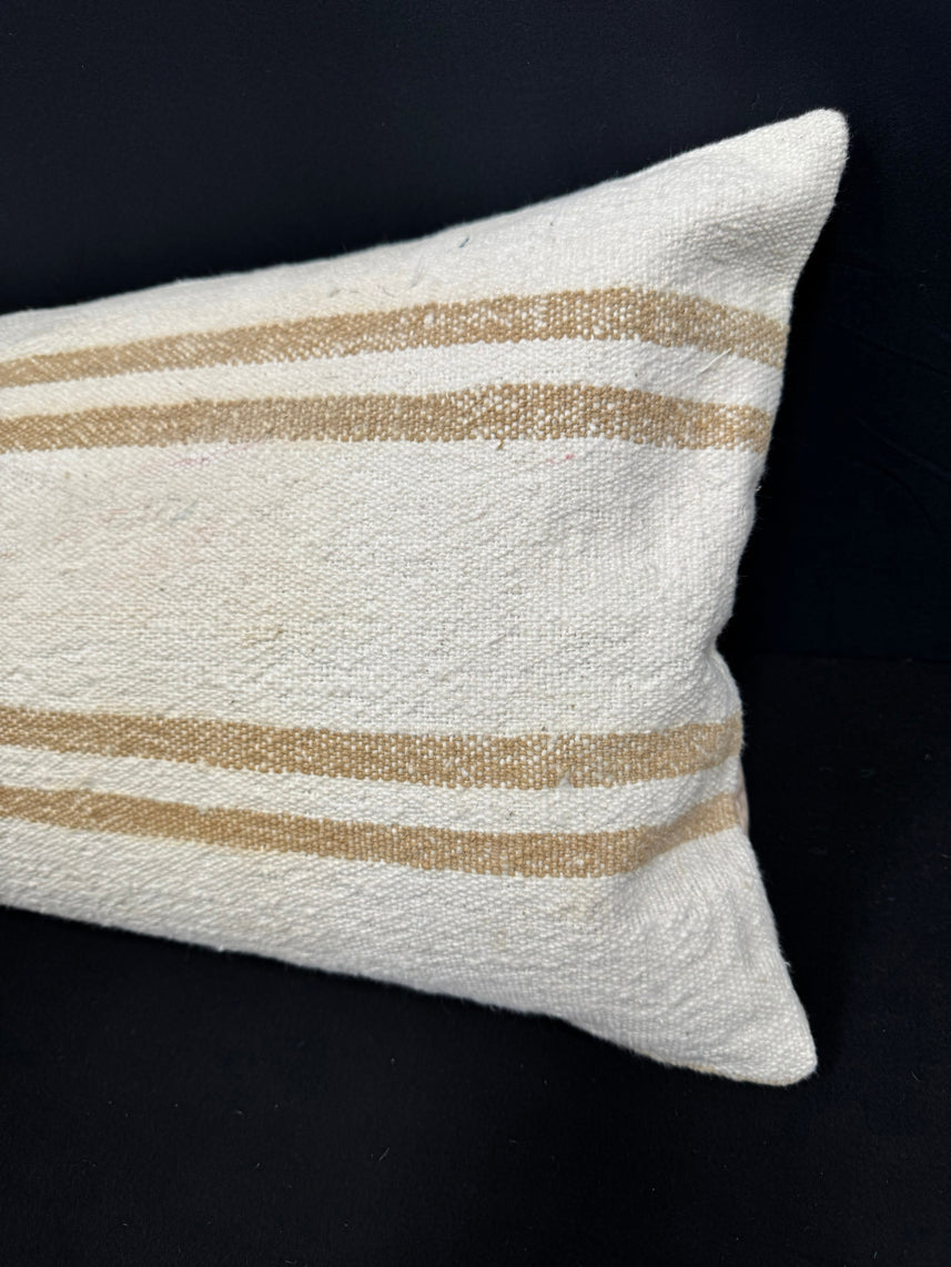 Turkish Hemp Pillow Cushion Natural Beige Brown Cushion Cover 14x40 #30464