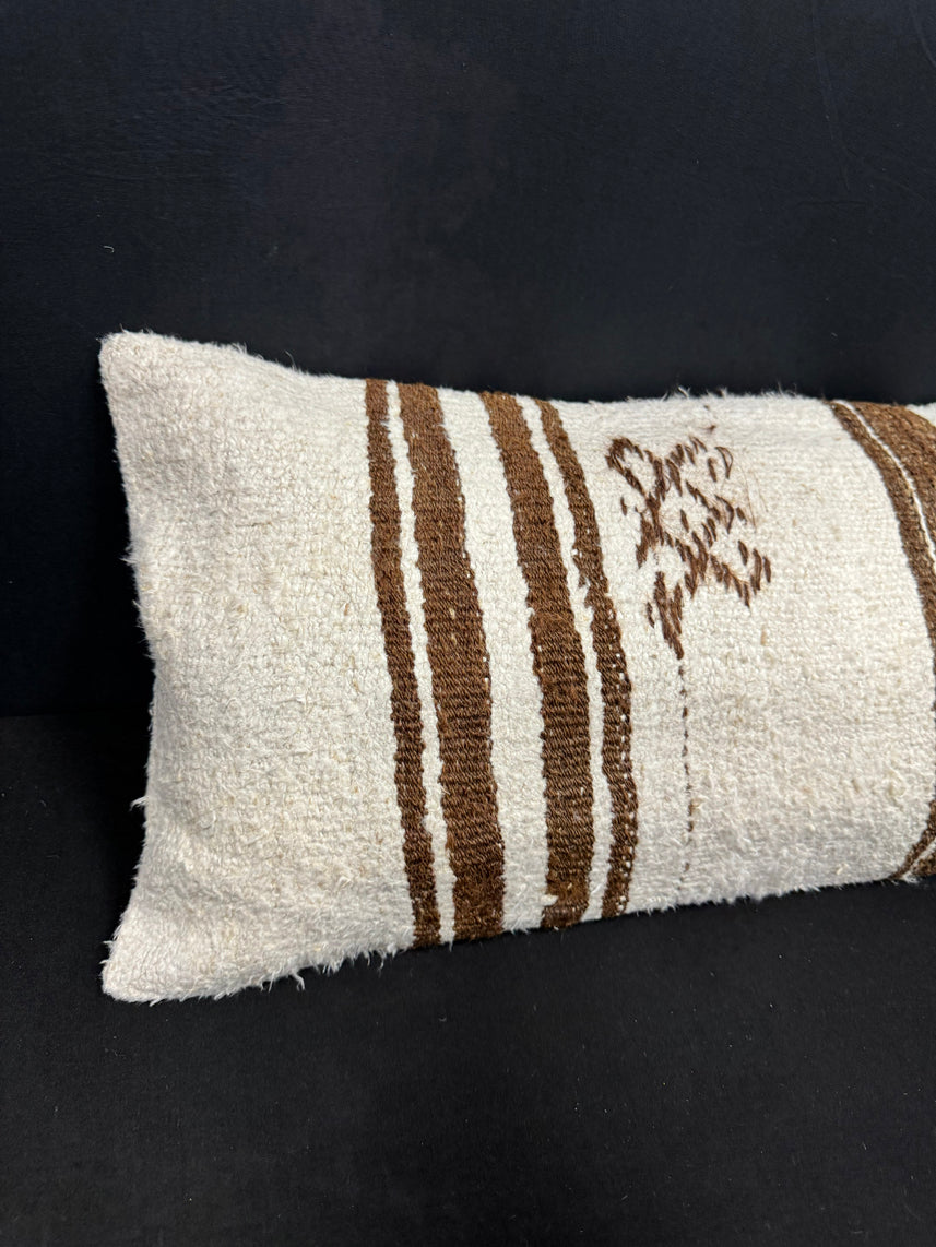 Turkish Hemp Pillow Cushion Natural Beige Brown Cushion Cover 14x40 #30441