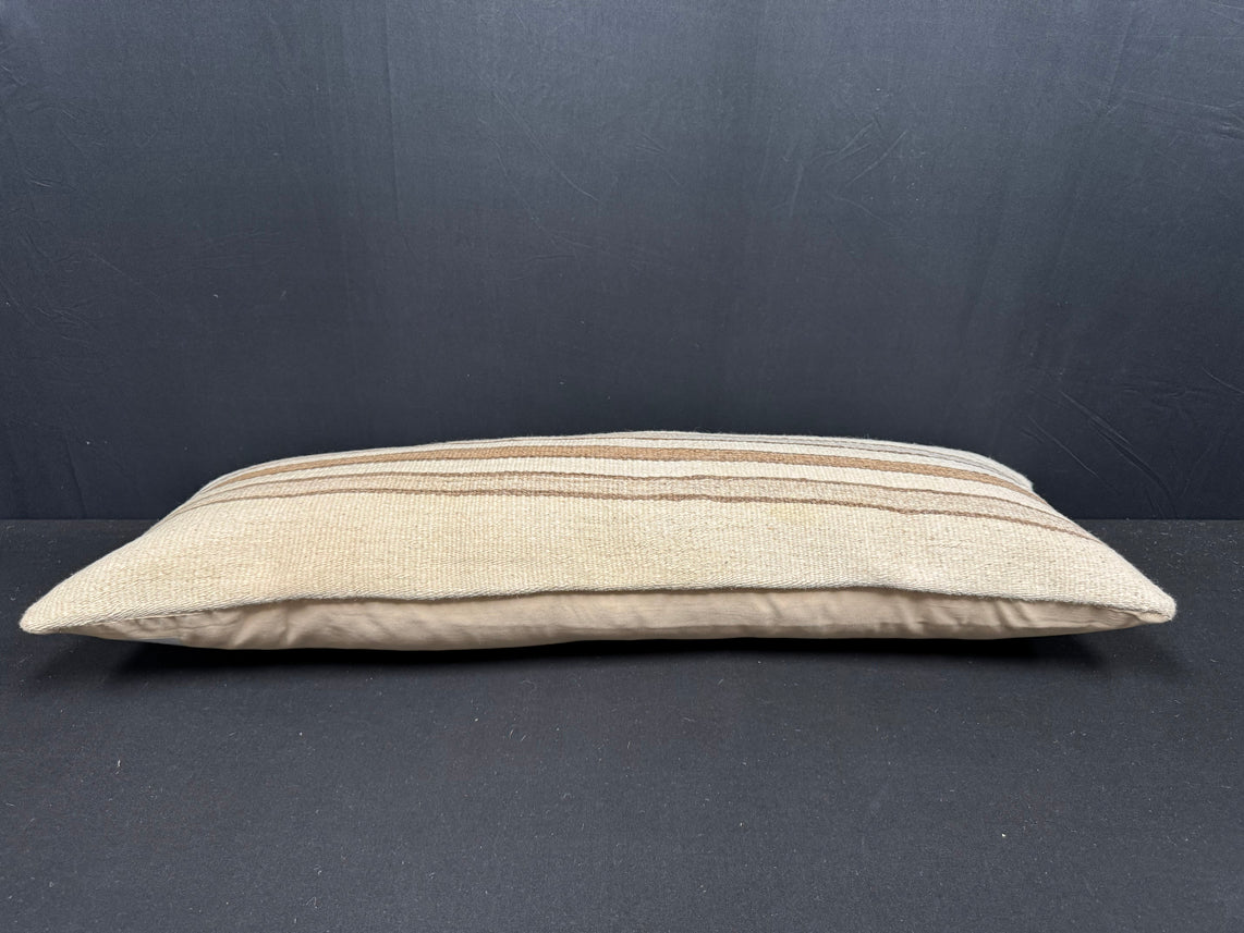 Turkish Hemp Pillow Cushion Natural Beige Brown Cushion Cover 14x40 #30463