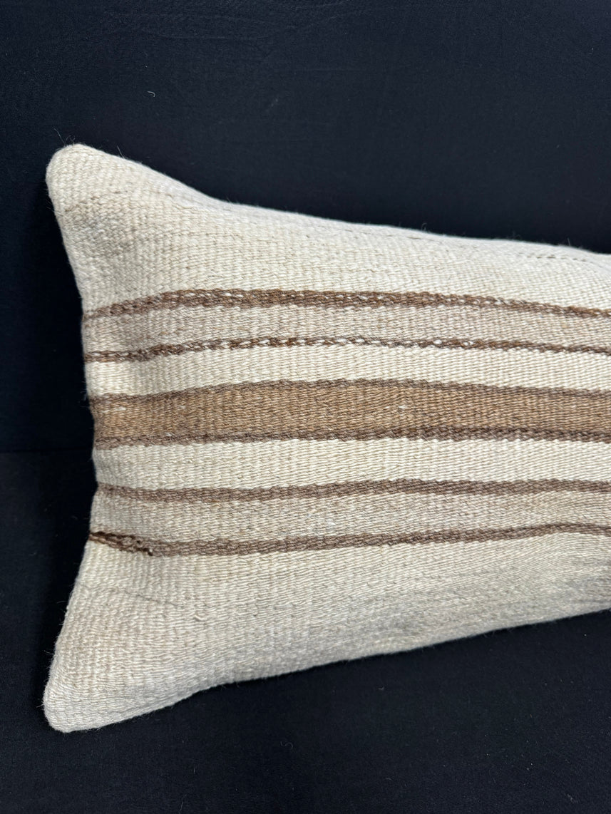 Turkish Hemp Pillow Cushion Natural Beige Brown Cushion Cover 14x40 #30463