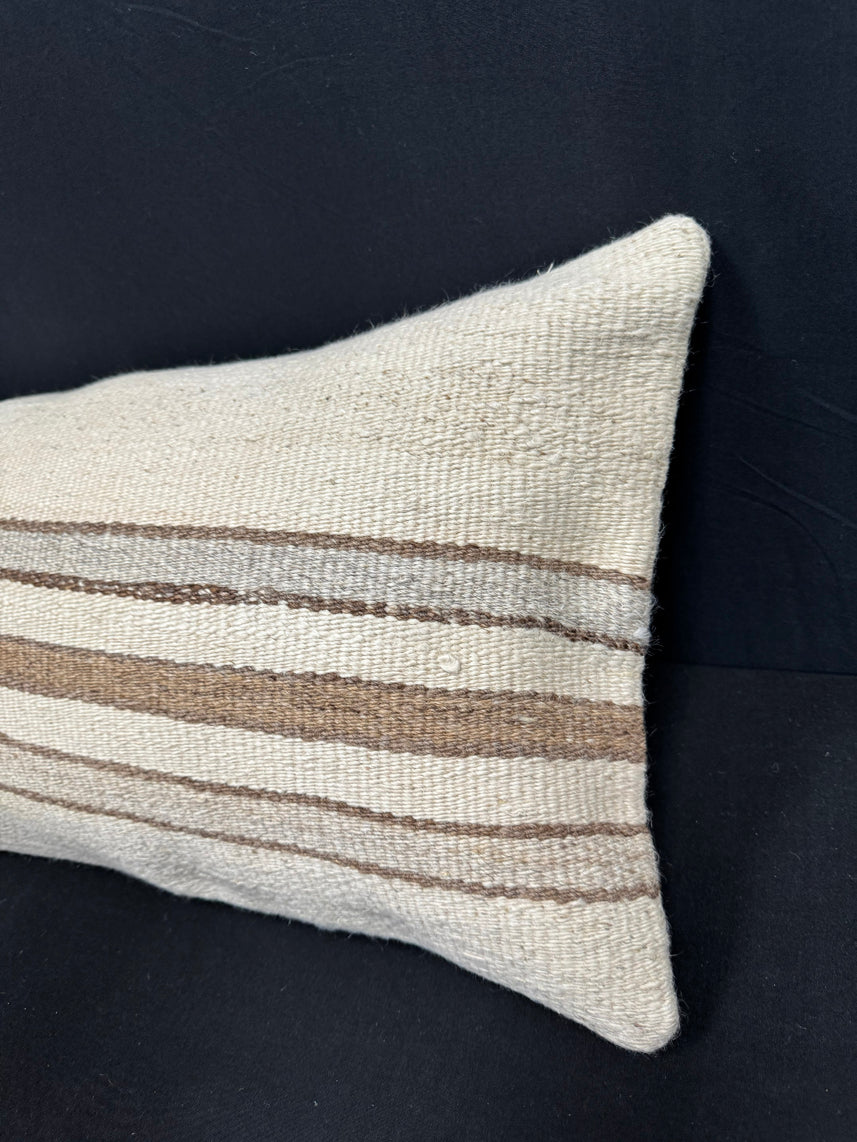 Turkish Hemp Pillow Cushion Natural Beige Brown Cushion Cover 14x40 #30463