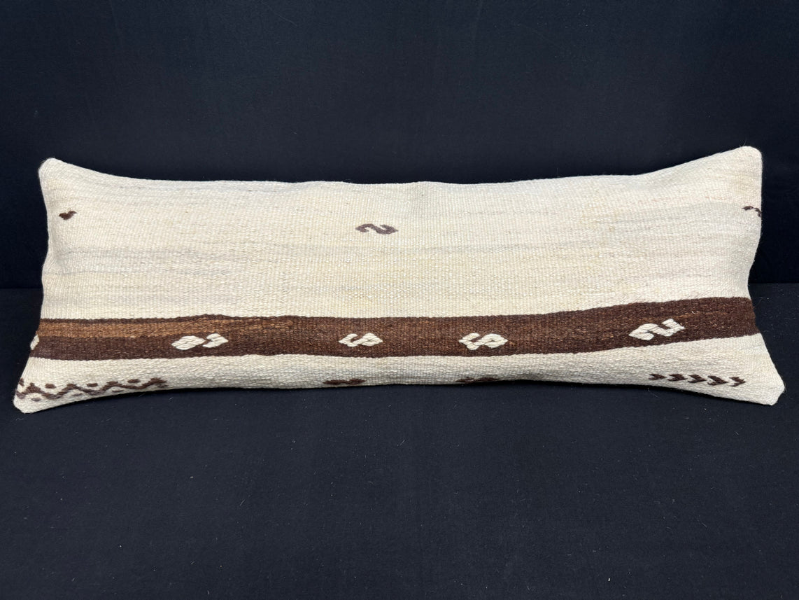 Turkish Hemp Pillow Cushion Natural Beige Brown Cushion Cover 14x40 #30483
