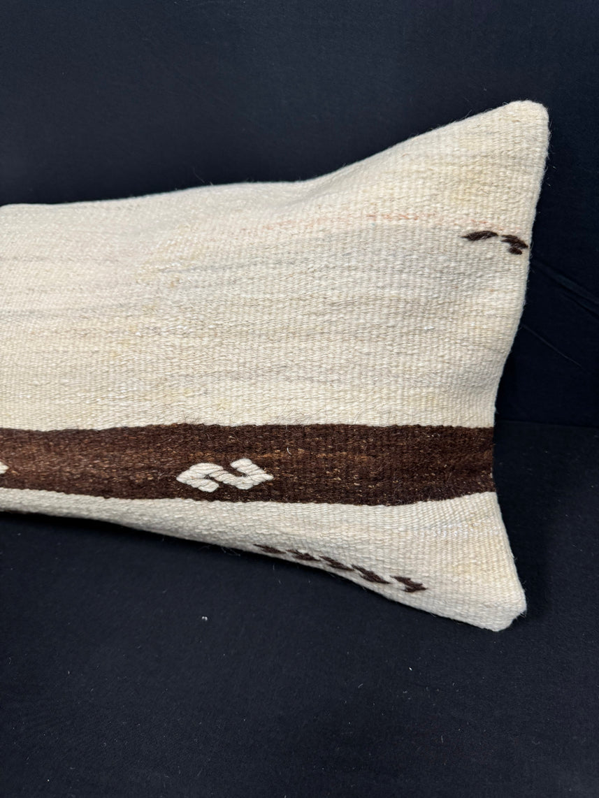 Turkish Hemp Pillow Cushion Natural Beige Brown Cushion Cover 14x40 #30483