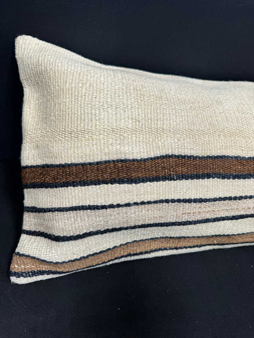 Turkish Hemp Pillow Cushion Natural Beige Brown Cushion Cover 14x40 #30477