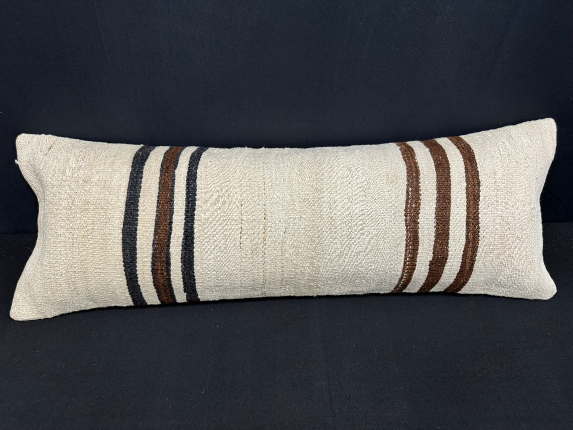 Turkish Hemp Pillow Cushion Natural Beige Brown Cushion Cover 14x40 #30445