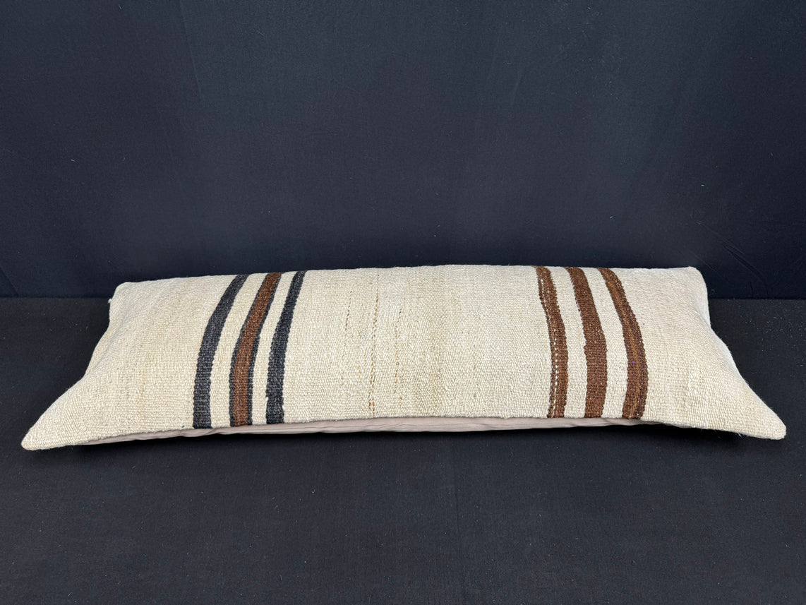 Turkish Hemp Pillow Cushion Natural Beige Brown Cushion Cover 14x40 #30445