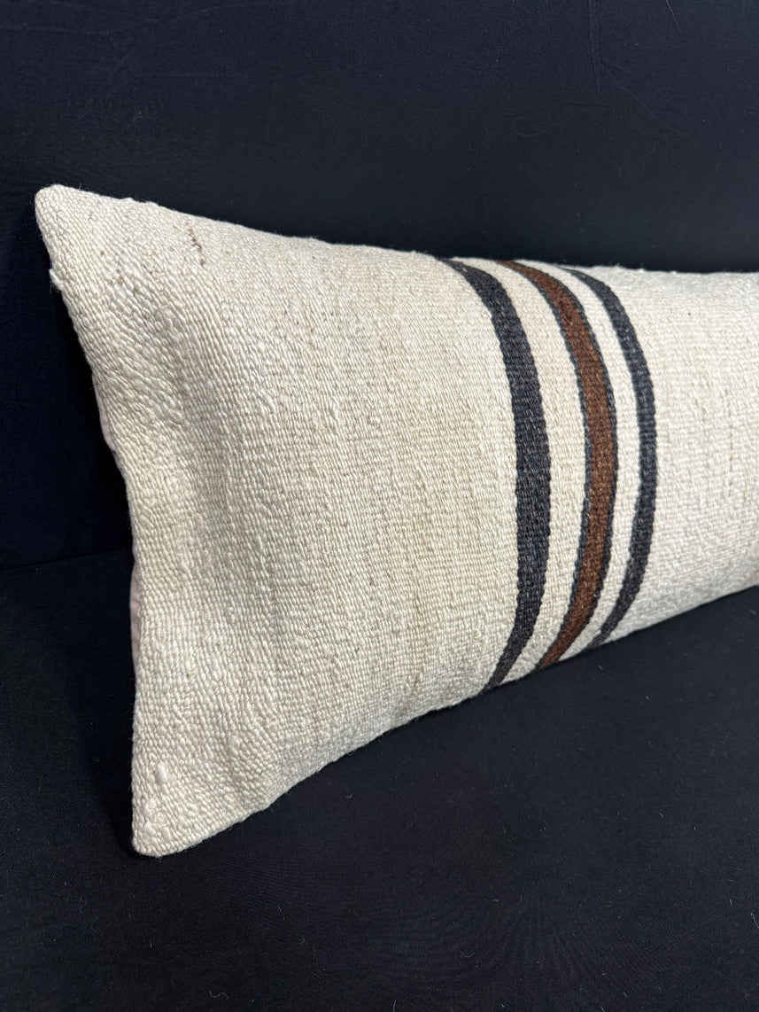 Turkish Hemp Pillow Cushion Natural Beige Brown Cushion Cover 14x40 #30445