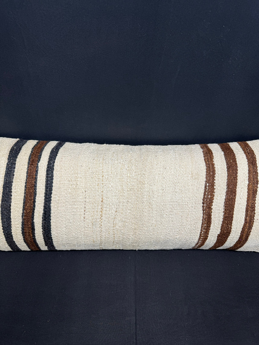 Turkish Hemp Pillow Cushion Natural Beige Brown Cushion Cover 14x40 #30445