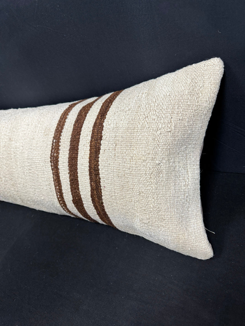 Turkish Hemp Pillow Cushion Natural Beige Brown Cushion Cover 14x40 #30445