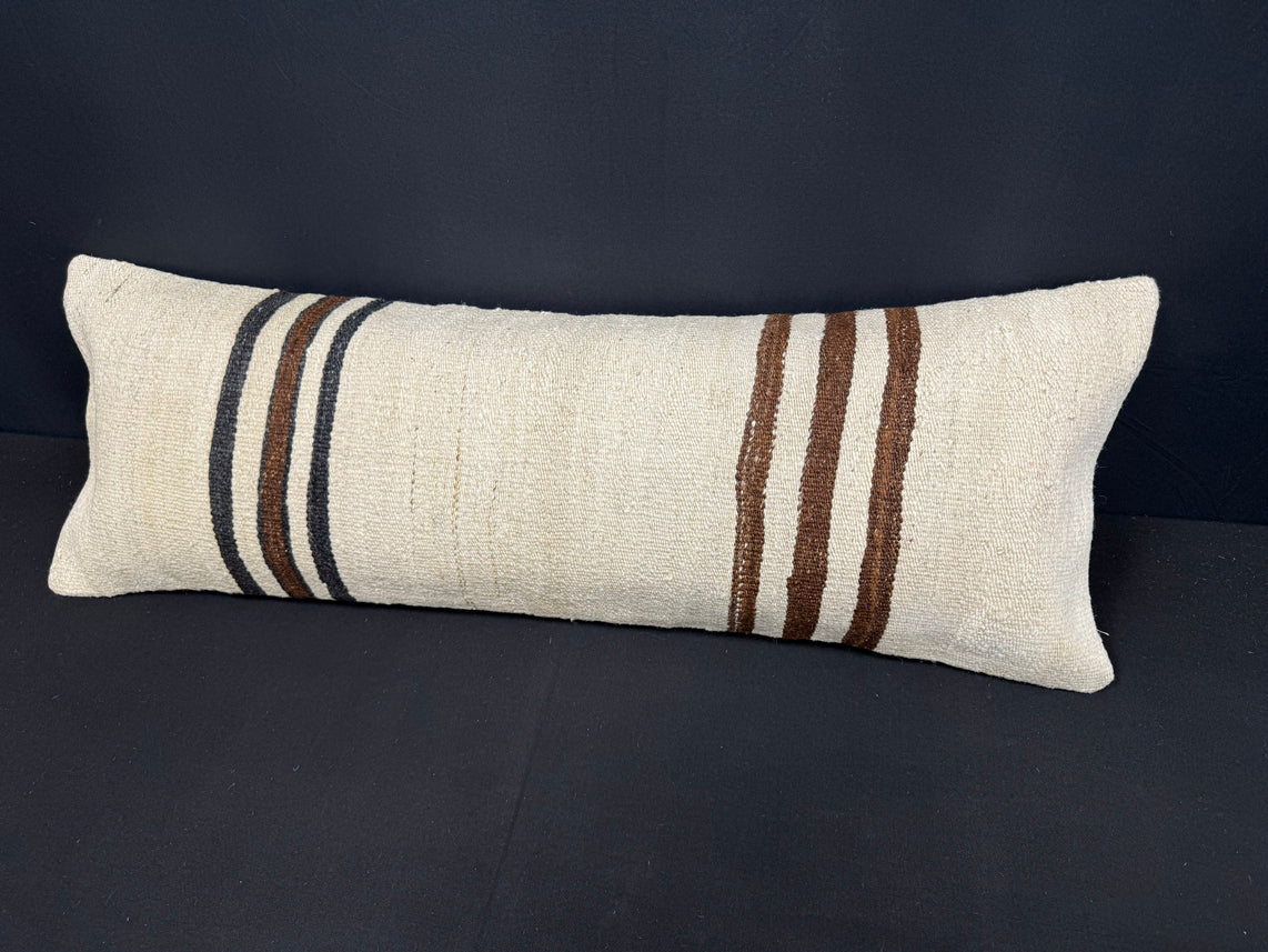 Turkish Hemp Pillow Cushion Natural Beige Brown Cushion Cover 14x40 #30445