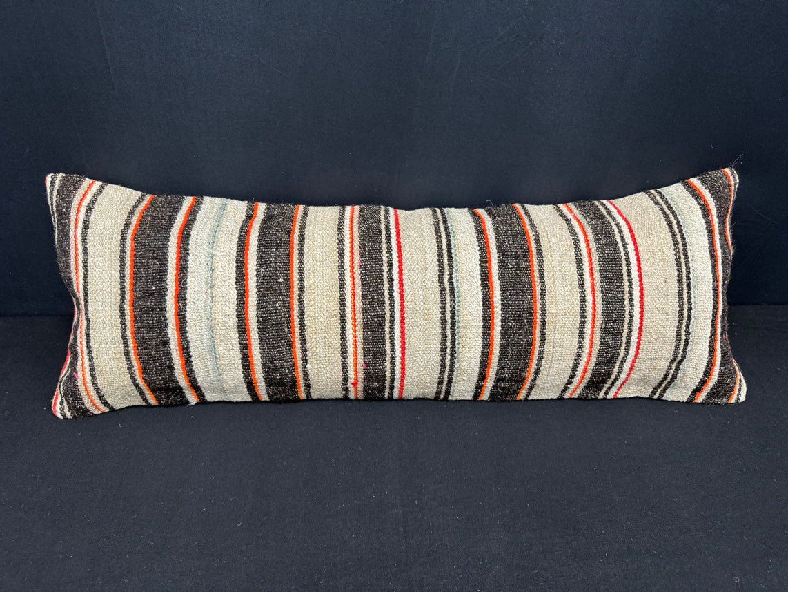 Turkish Hemp Pillow Cushion Natural Beige Black Cushion Cover 14x40 #30442