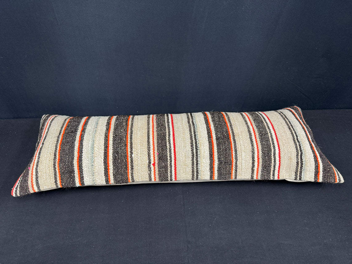 Turkish Hemp Pillow Cushion Natural Beige Black Cushion Cover 14x40 #30442