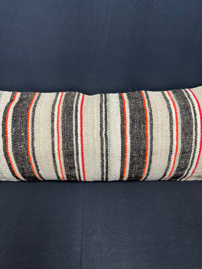 Turkish Hemp Pillow Cushion Natural Beige Black Cushion Cover 14x40 #30442