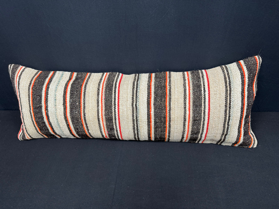 Turkish Hemp Pillow Cushion Natural Beige Black Cushion Cover 14x40 #30442