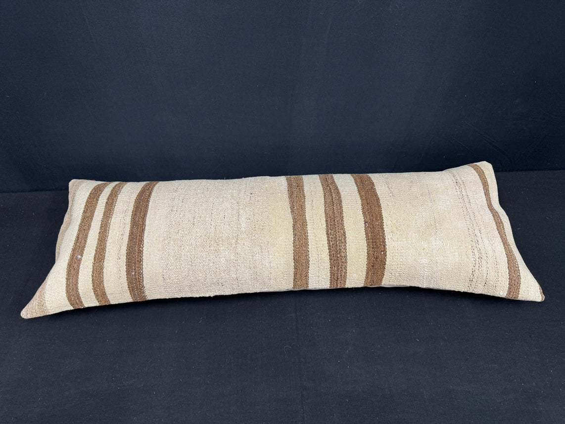 Turkish Hemp Pillow Cushion Natural Beige Brown Cushion Cover 14x40 #30443