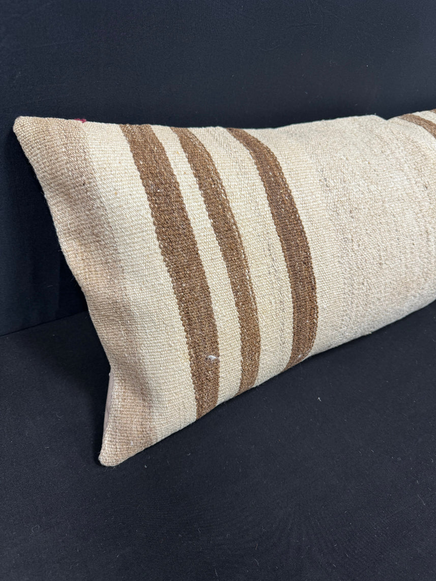 Turkish Hemp Pillow Cushion Natural Beige Brown Cushion Cover 14x40 #30443