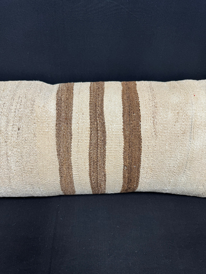Turkish Hemp Pillow Cushion Natural Beige Brown Cushion Cover 14x40 #30443
