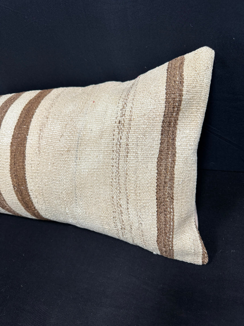 Turkish Hemp Pillow Cushion Natural Beige Brown Cushion Cover 14x40 #30443