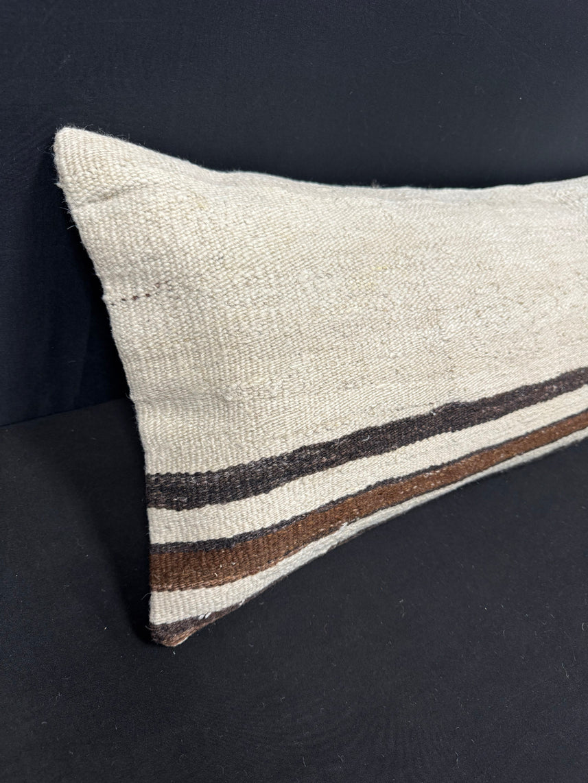 Turkish Hemp Pillow Cushion Natural Beige Brown Cushion Cover 14x40 #30458
