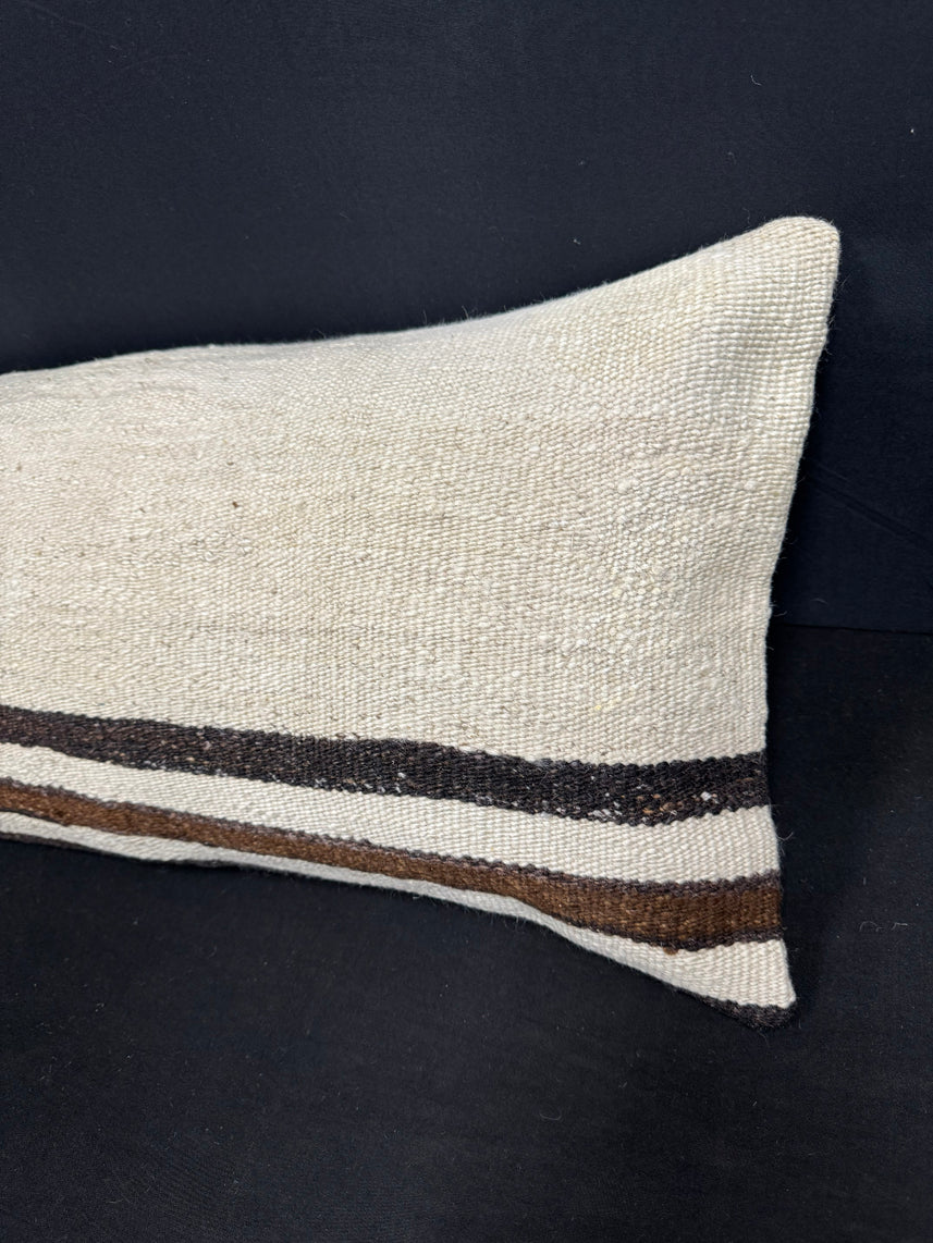 Turkish Hemp Pillow Cushion Natural Beige Brown Cushion Cover 14x40 #30458