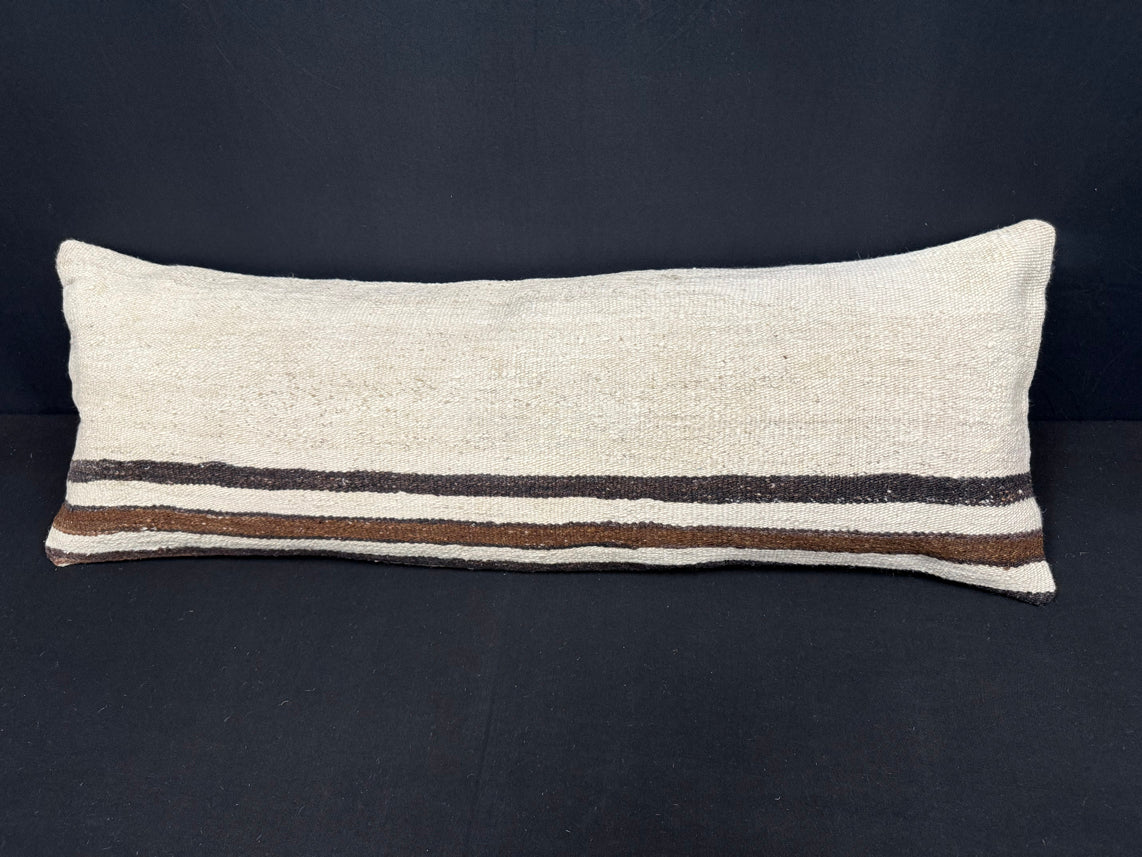 Turkish Hemp Pillow Cushion Natural Beige Brown Cushion Cover 14x40 #30458