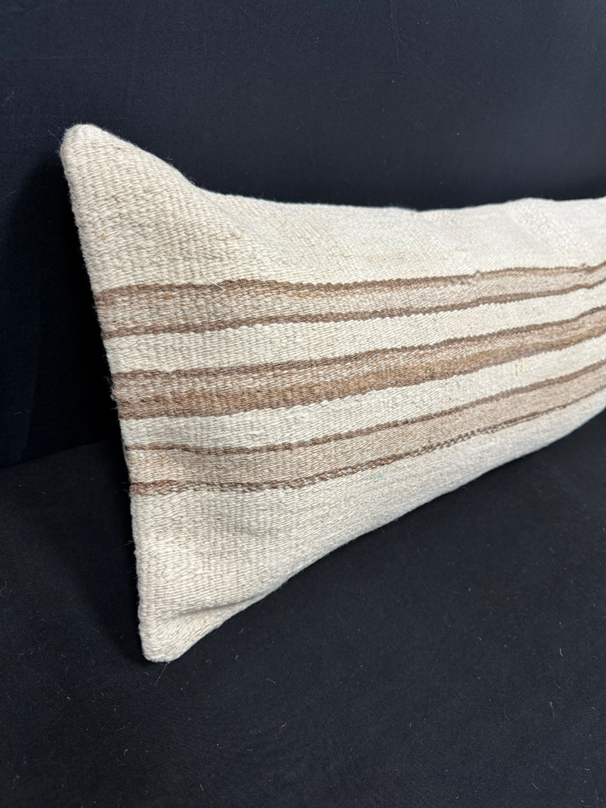 Turkish Hemp Pillow Cushion Natural Beige Brown Cushion Cover 14x40 #30451