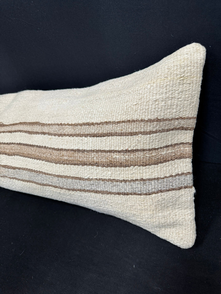 Turkish Hemp Pillow Cushion Natural Beige Brown Cushion Cover 14x40 #30451