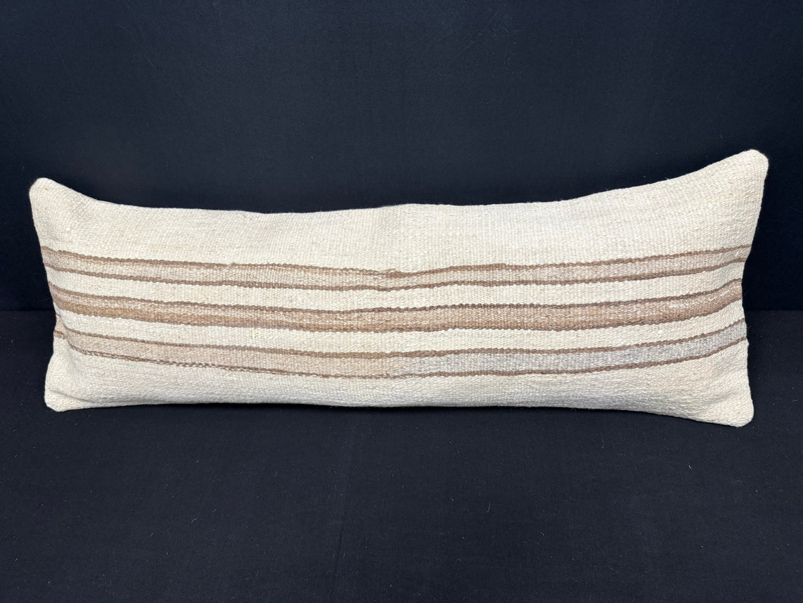 Turkish Hemp Pillow Cushion Natural Beige Brown Cushion Cover 14x40 #30451