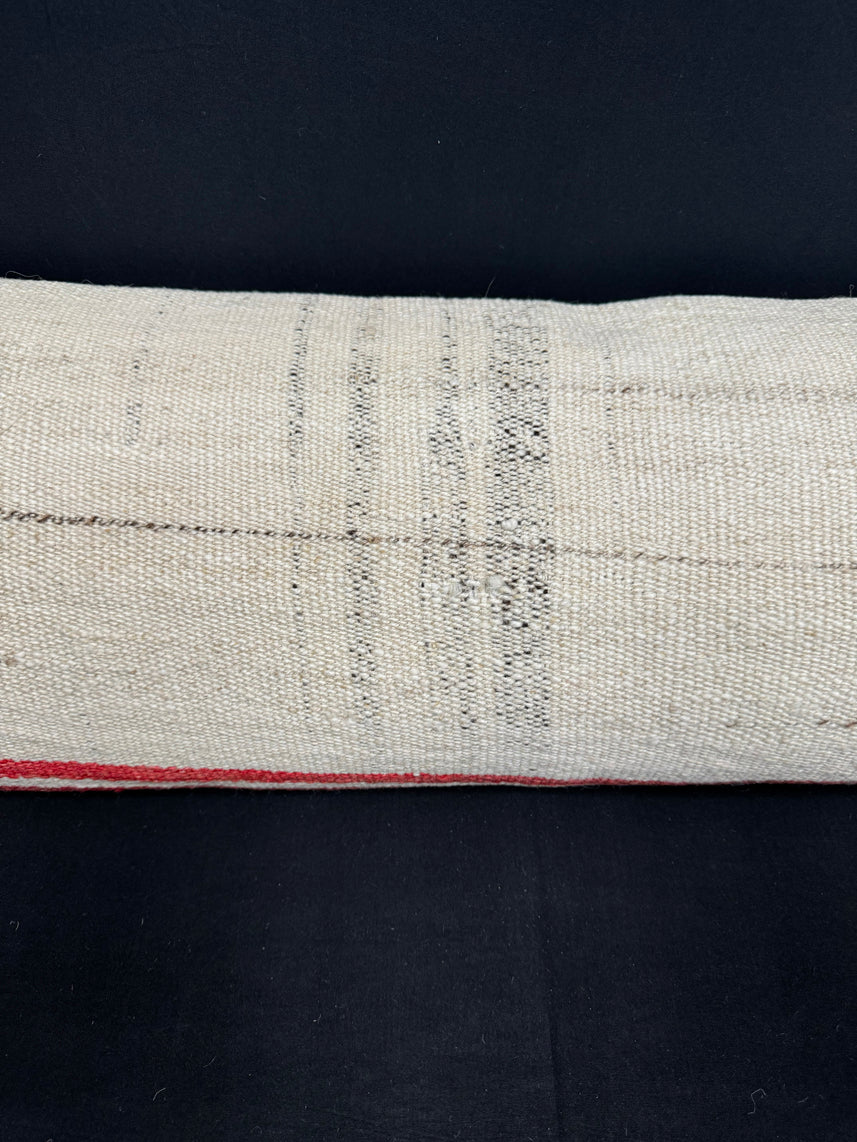 Turkish Hemp Pillow Cushion Natural Beige Red Cushion Cover 14x40 #30504