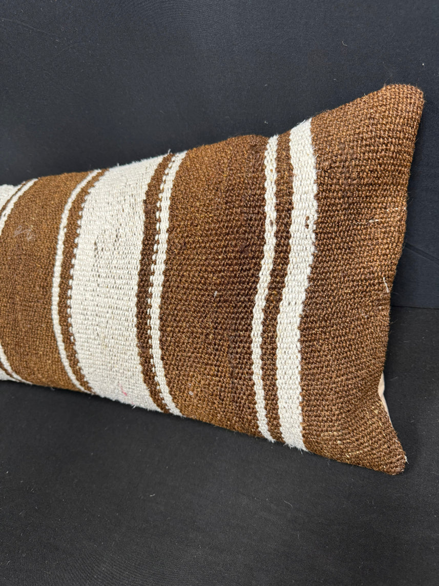 Turkish Hemp Pillow Cushion Natural Beige Brown Cushion Cover 14x40 #30506