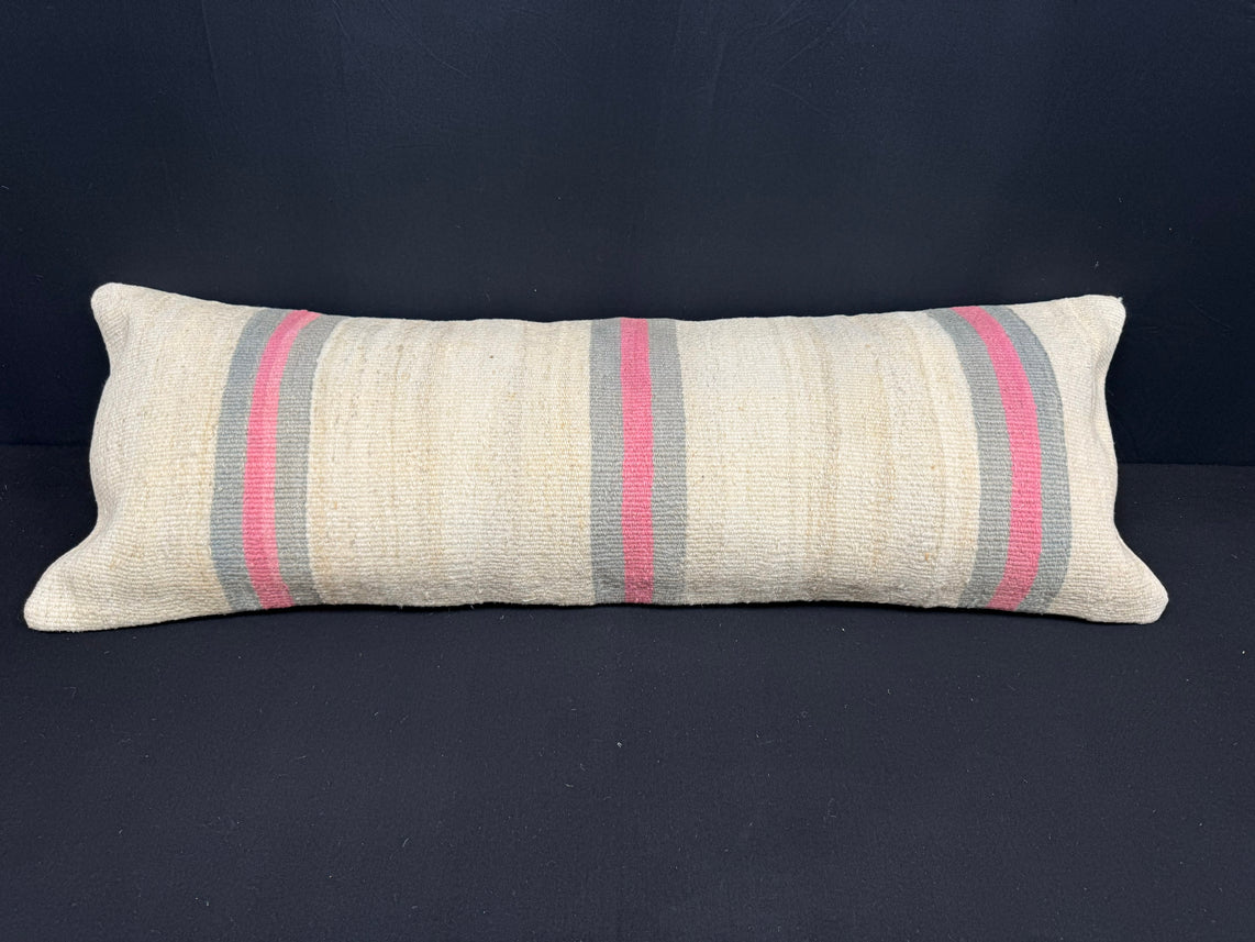 Turkish Hemp Pillow Cushion Natural Beige Gray Cushion Cover 14x40 #30457