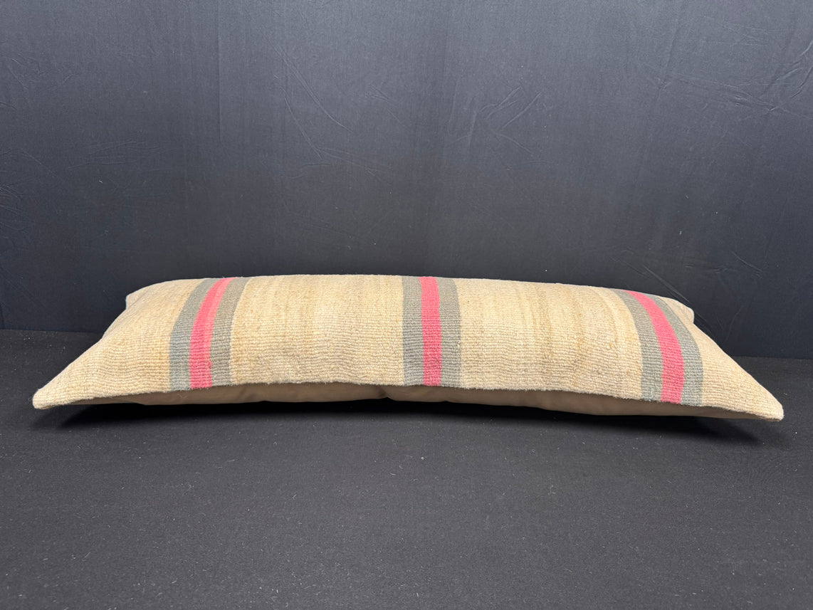 Turkish Hemp Pillow Cushion Natural Beige Gray Cushion Cover 14x40 #30457