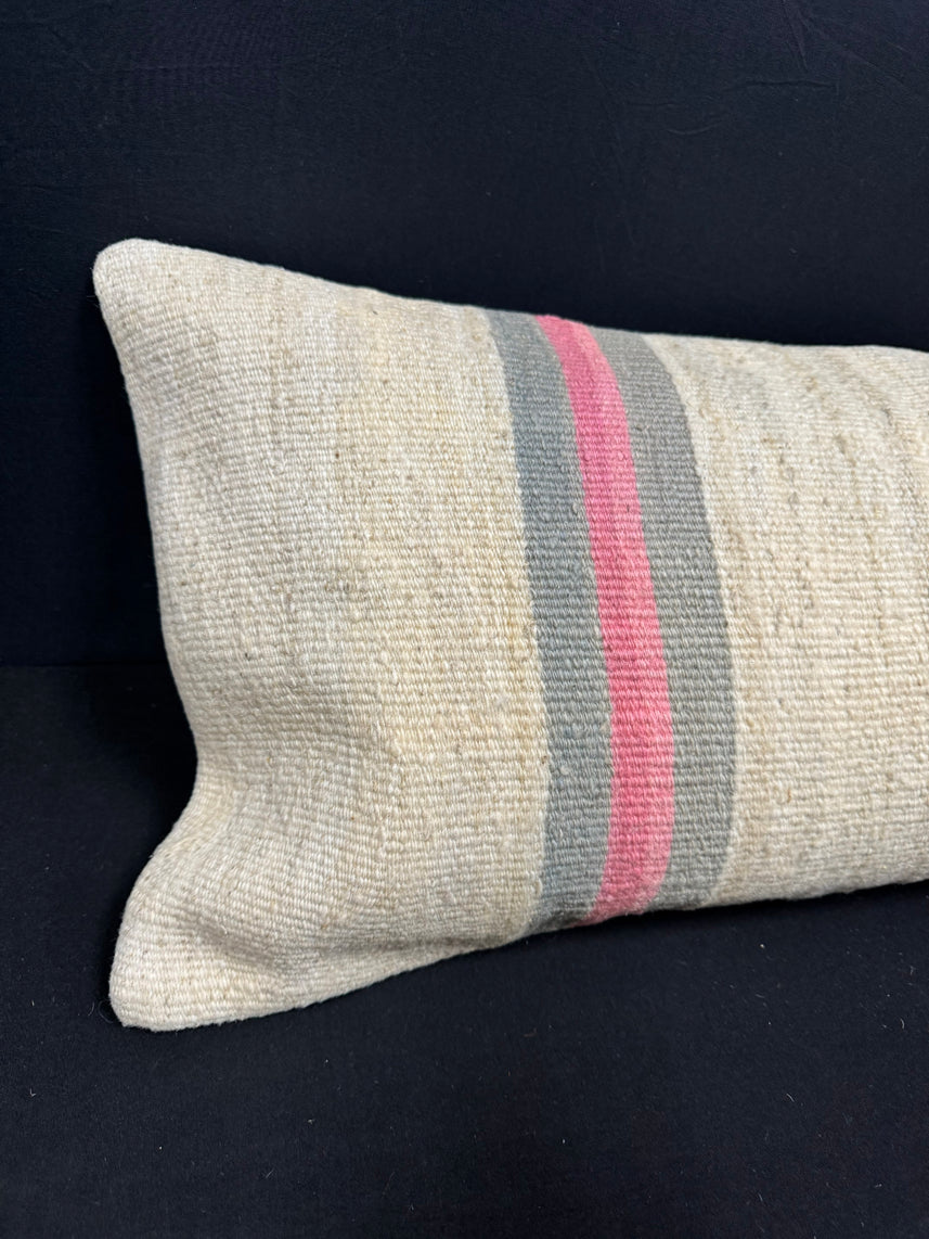 Turkish Hemp Pillow Cushion Natural Beige Gray Cushion Cover 14x40 #30457