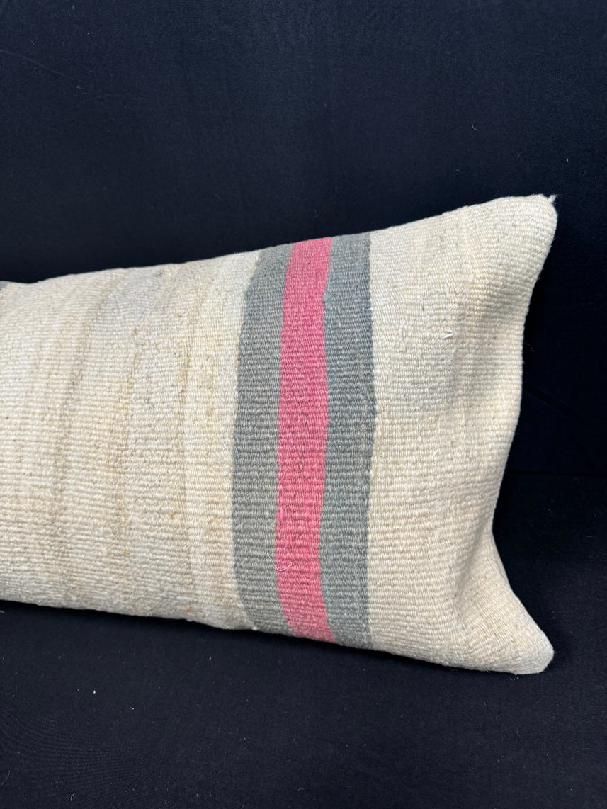 Turkish Hemp Pillow Cushion Natural Beige Gray Cushion Cover 14x40 #30457