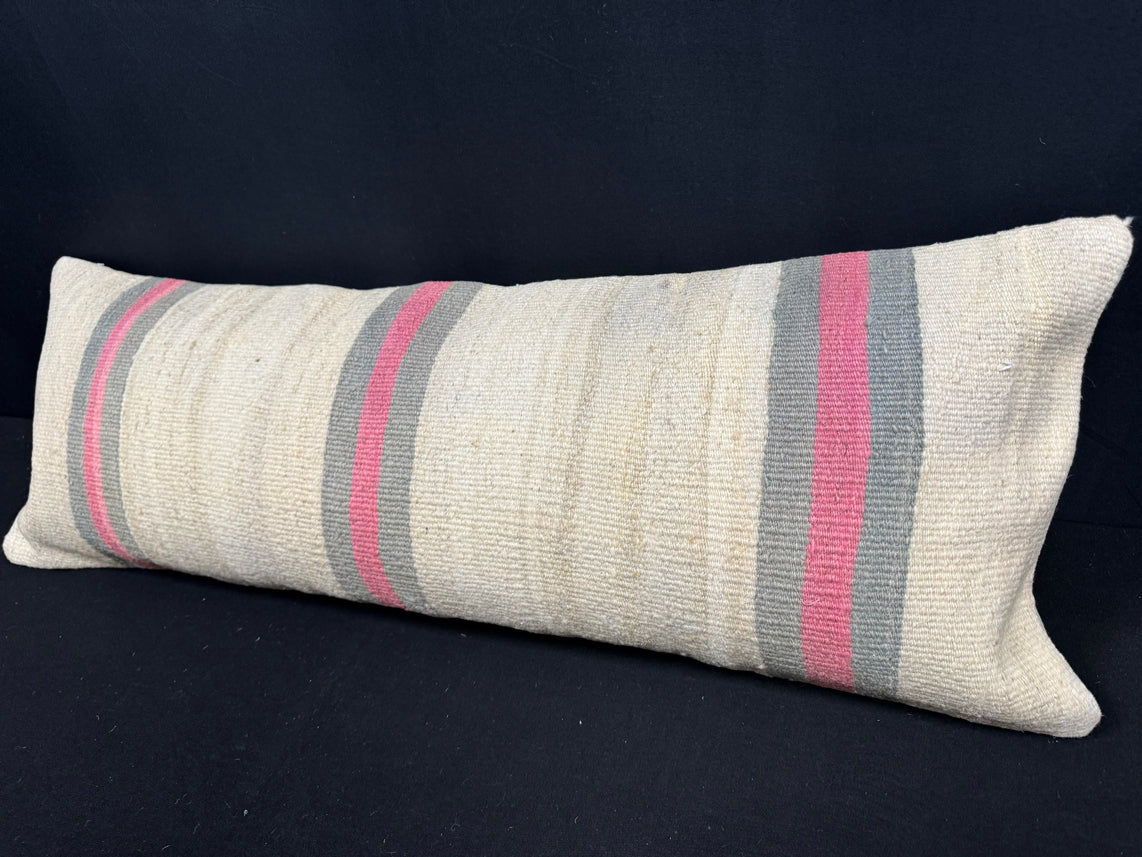 Turkish Hemp Pillow Cushion Natural Beige Gray Cushion Cover 14x40 #30457