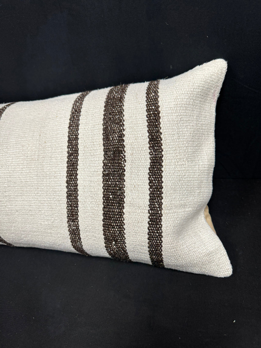 Turkish Hemp Pillow Cushion Natural Beige Brown Cushion Cover 14x40 #30456