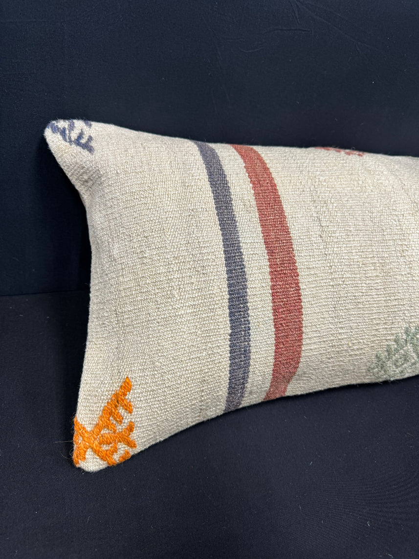 Turkish Hemp Pillow Cushion Natural Beige Orange Cushion Cover 14x40 #30455