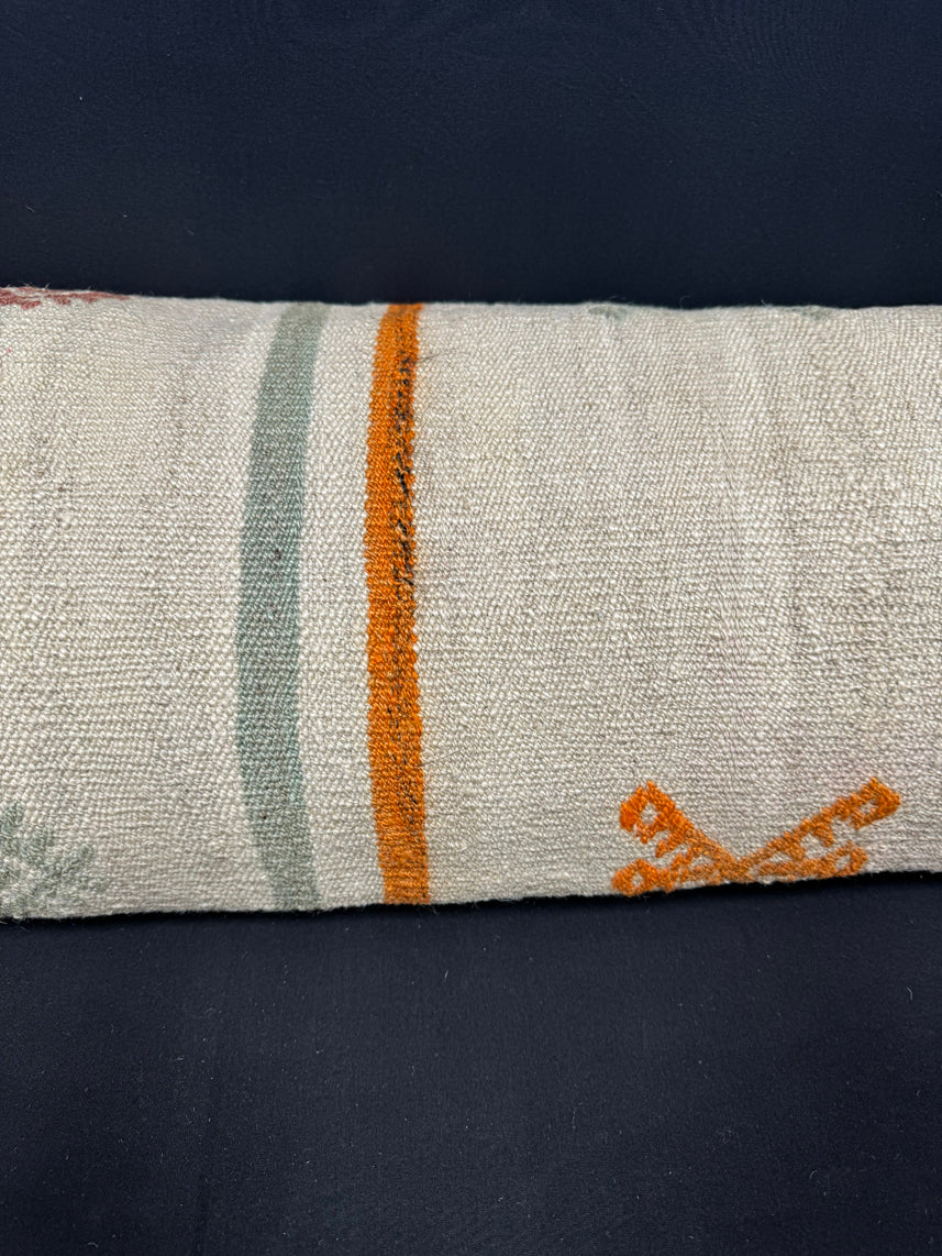 Turkish Hemp Pillow Cushion Natural Beige Orange Cushion Cover 14x40 #30455