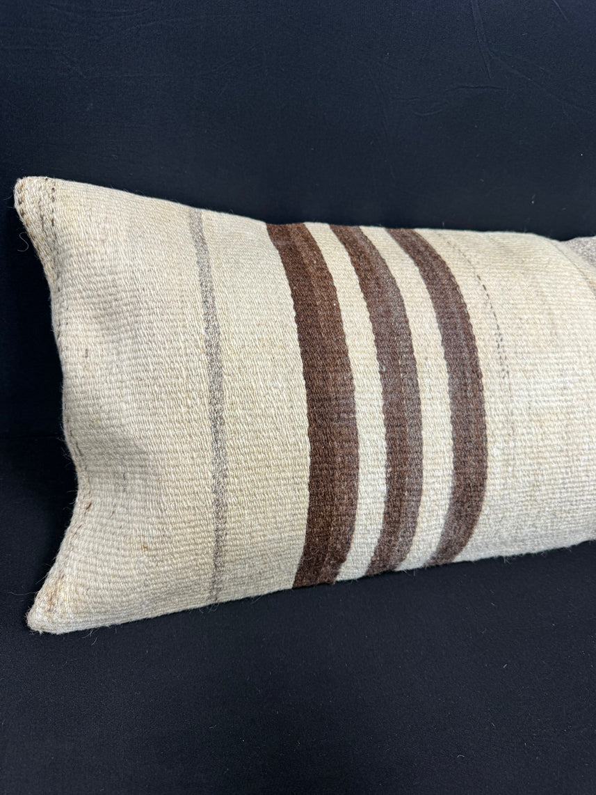 Turkish Hemp Pillow Cushion Natural Beige Brown Cushion Cover 14x40 #30510