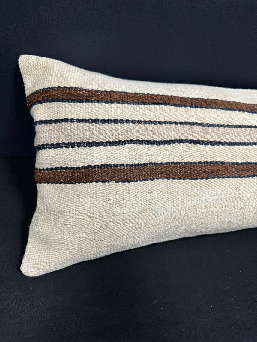 Turkish Hemp Pillow Cushion Natural Beige Brown Cushion Cover 14x40 #30511
