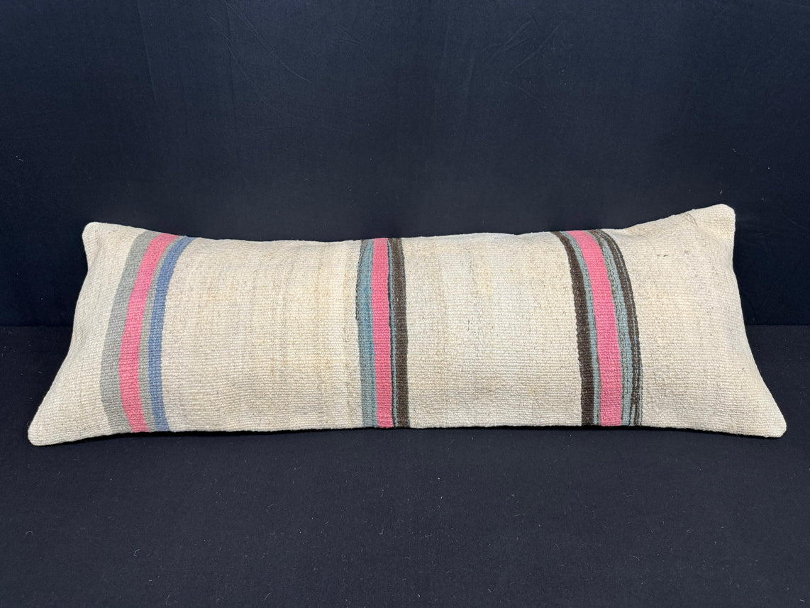 Turkish Hemp Pillow Cushion Natural Beige Pink Cushion Cover 14x40 #30450