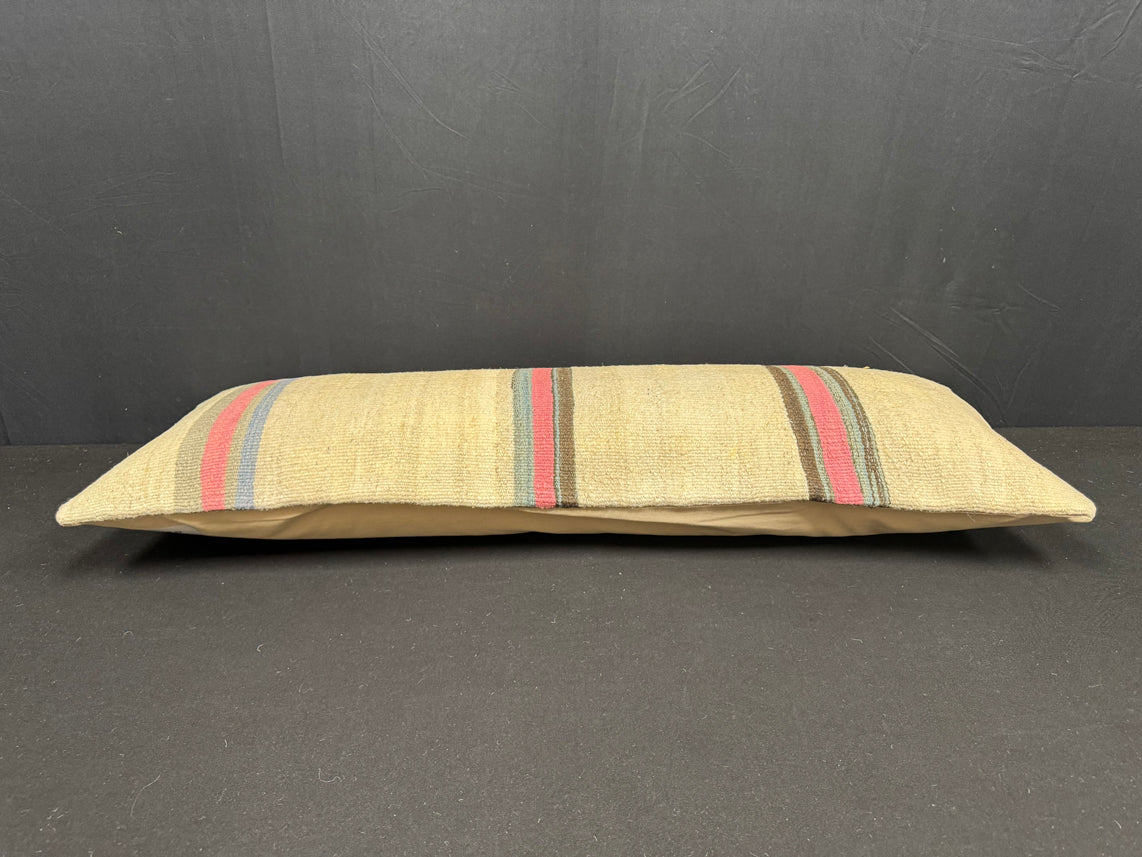 Turkish Hemp Pillow Cushion Natural Beige Pink Cushion Cover 14x40 #30450
