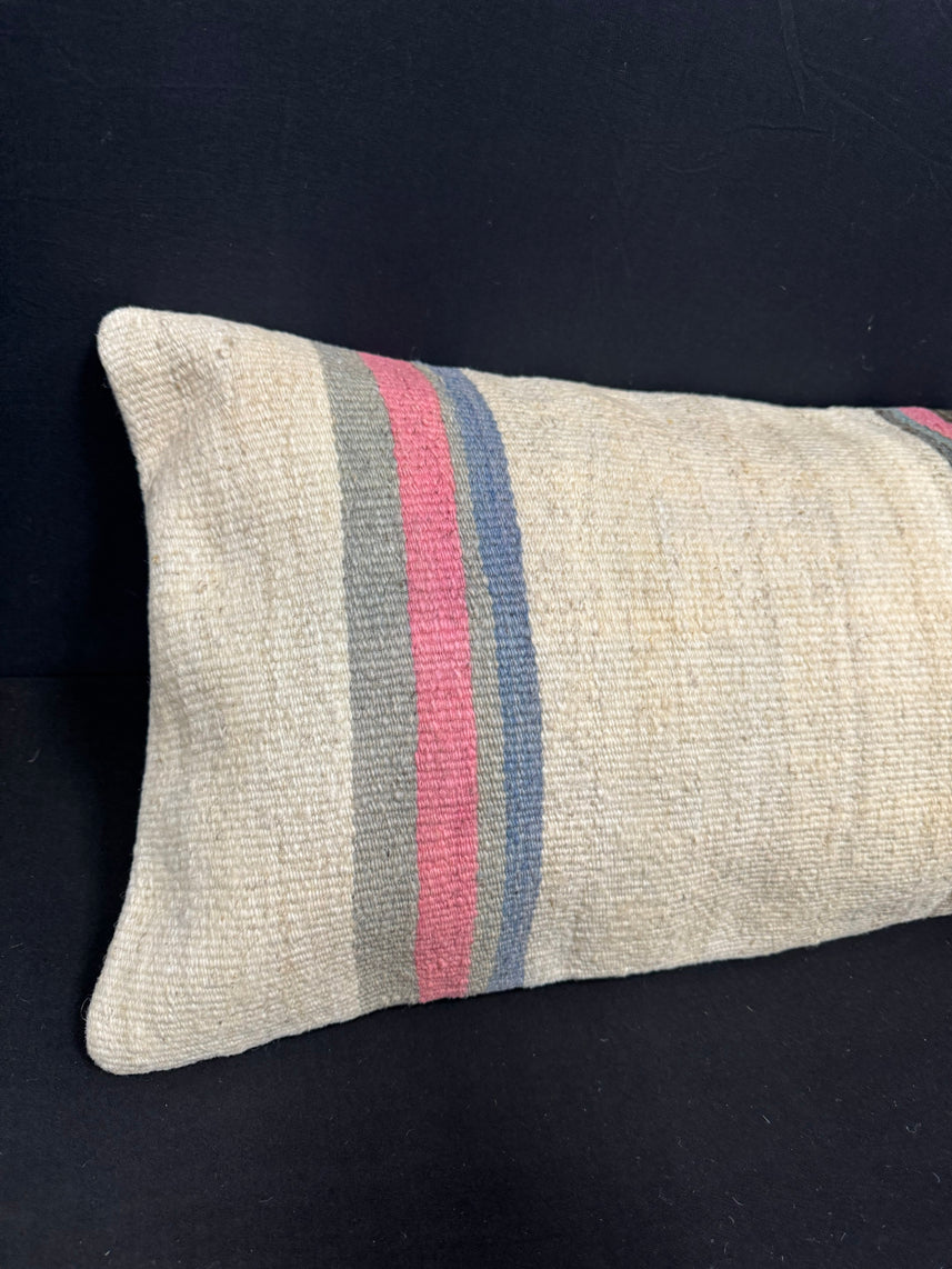 Turkish Hemp Pillow Cushion Natural Beige Pink Cushion Cover 14x40 #30450