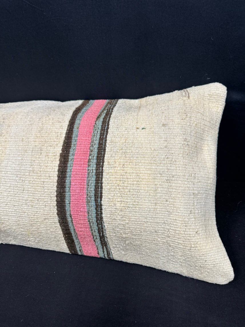 Turkish Hemp Pillow Cushion Natural Beige Pink Cushion Cover 14x40 #30450