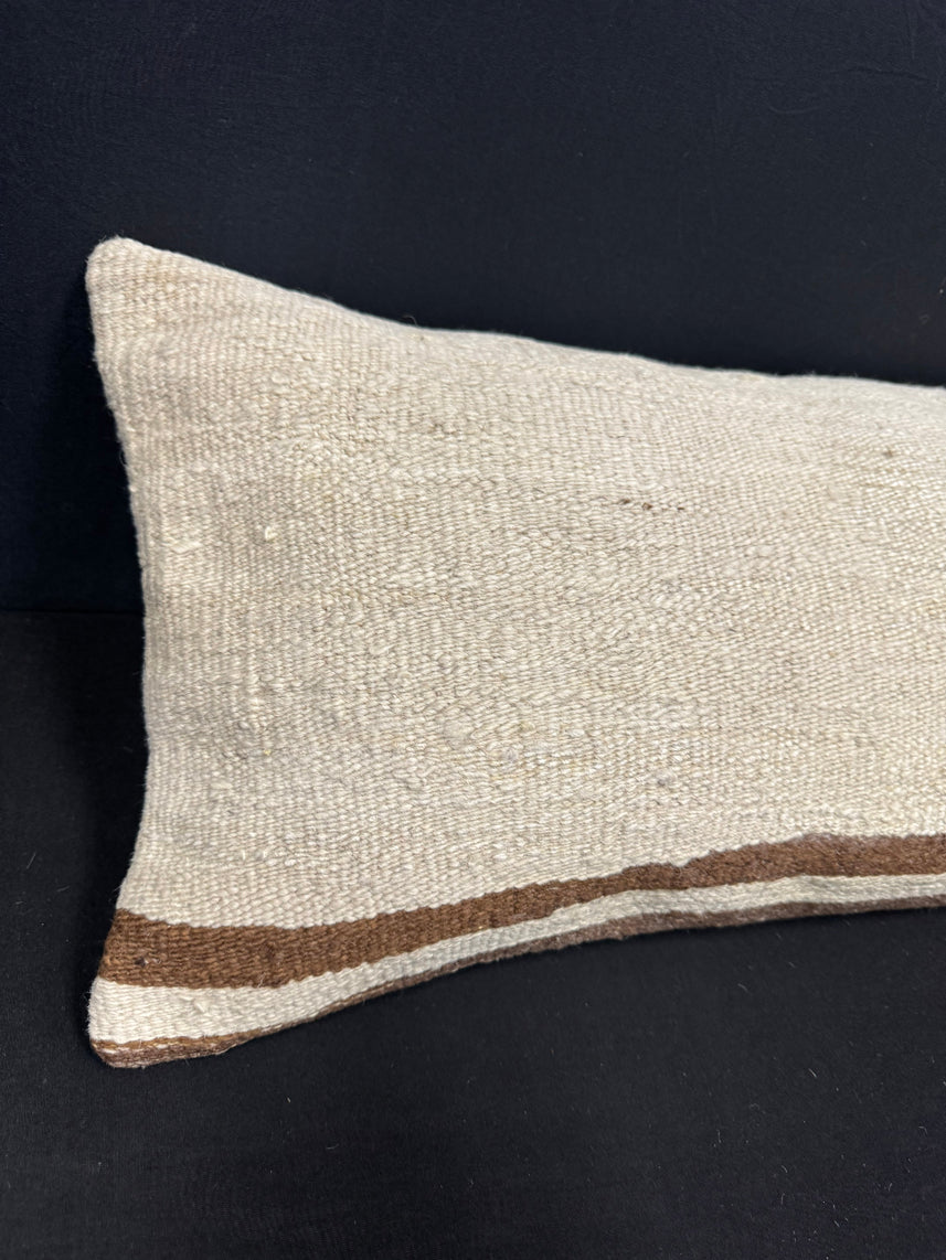 Turkish Hemp Pillow Cushion Natural Beige Brown Cushion Cover 14x40 #30512