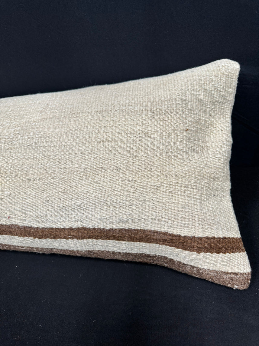 Turkish Hemp Pillow Cushion Natural Beige Brown Cushion Cover 14x40 #30512