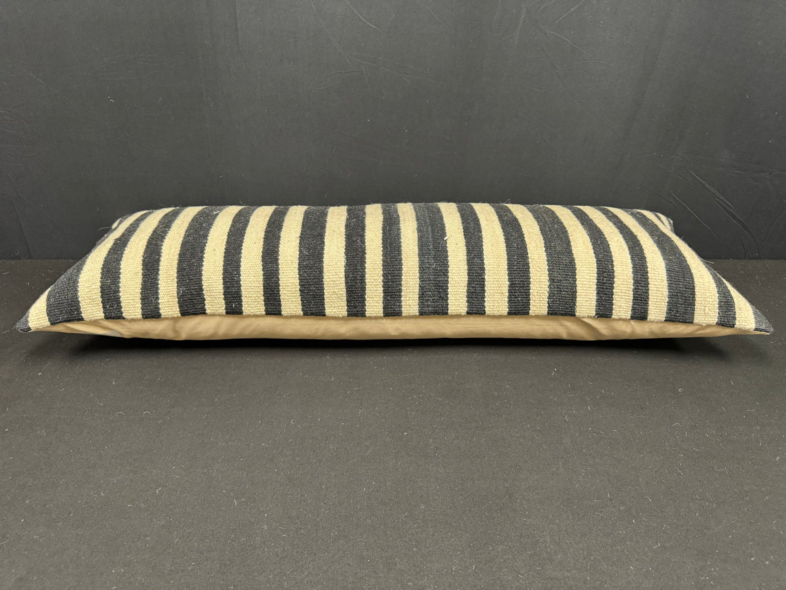 Turkish Hemp Pillow Cushion Natural Beige Black Cushion Cover 14x40 #30449